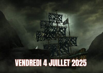 image pirate des caraïbes avec la date du vendredi 4 juillet 2025